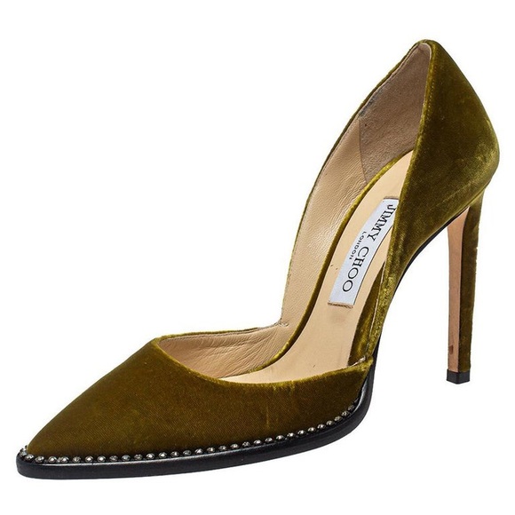 Jimmy Choo Green Velvet Babette Pointed Toe Pumps Size 39 - Picture 1 of 4